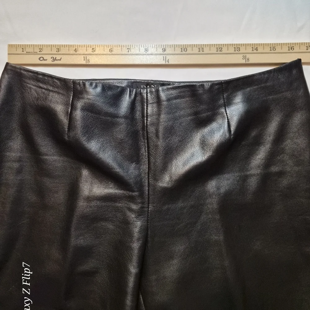 Dana Buchman 100% Lambskin Leather Pants - Black - Size 14 Petite - Picture 3 of 10
